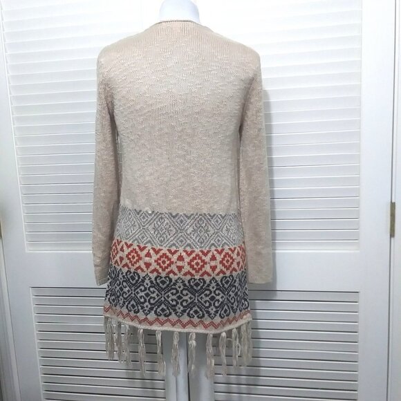 Jolt Cardigan Sweater Boho Fringe Lace Detail Open Front Womens Medium - Picture 7 of 10